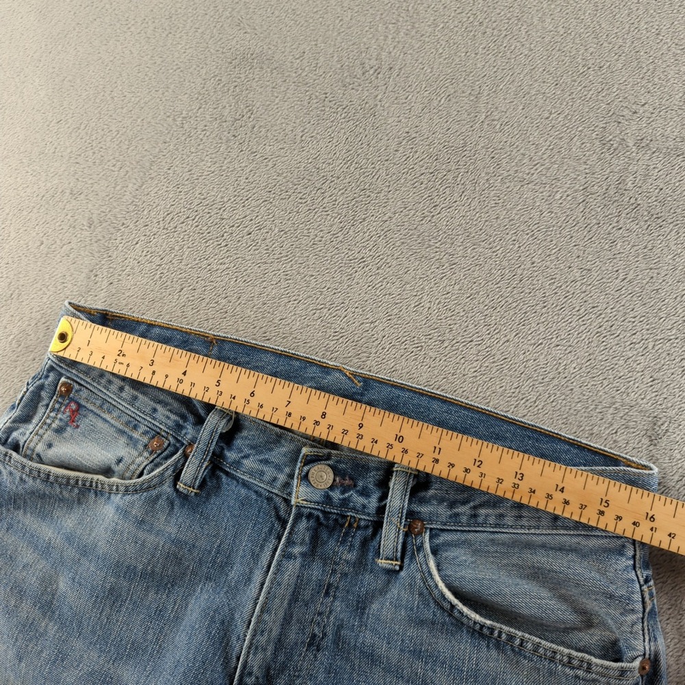 Polo Ralph Lauren Jean Shorts Mens 32 Blue Light Wash Vintage 67 Cut Off Jorts - Picture 13 of 15